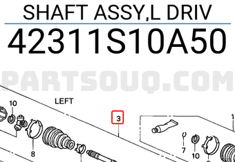Honda 42311S10A50 SHAFT ASSY,L DRIV