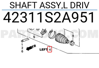 Honda 42311S2A951 SHAFT ASSY,L DRIV
