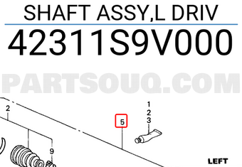 Honda 42311S9V000 SHAFT ASSY,L DRIV