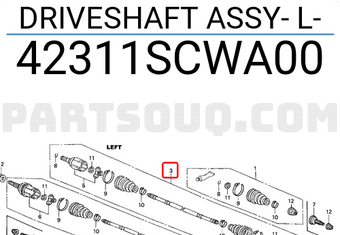 Honda 42311SCWA00 DRIVESHAFT ASSY- L