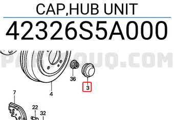 Honda 42326S5A000 CAP,HUB UNIT