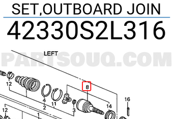 Honda 42330S2L316 SET,OUTBOARD JOIN