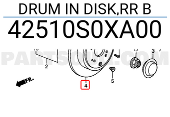 Honda 42510S0XA00 DRUM IN DISK,RR B