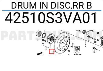 Honda 42510S3VA01 DRUM IN DISC,RR B