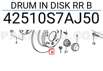 Honda 42510S7AJ50 DRUM IN DISK RR B