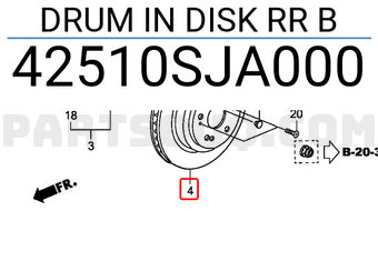 Honda 42510SJA000 DRUM IN DISK RR B