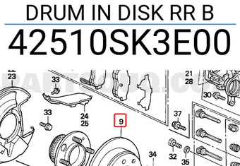 Honda 42510SK3E00 DRUM IN DISK RR B