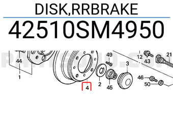 Honda 42510SM4950 DISK,RRBRAKE
