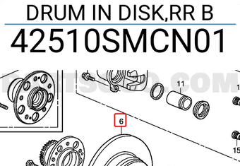 Honda 42510SMCN01 DRUM IN DISK,RR B