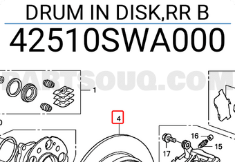Honda 42510SWA000 DRUM IN DISK,RR B