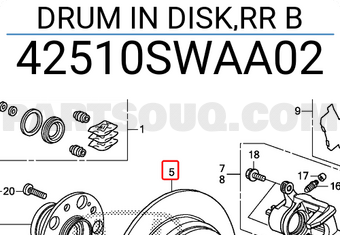 Honda 42510SWAA02 DRUM IN DISK,RR B