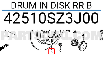 Honda 42510SZ3J00 DRUM IN DISK RR B
