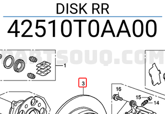 Honda 42510T0AA00 DISK RR
