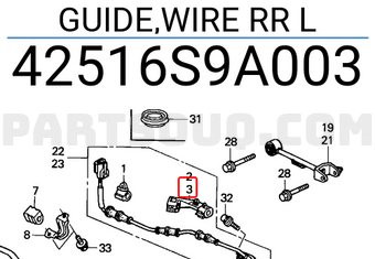 Honda 42516S9A003 GUIDE,WIRE RR L