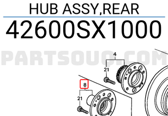 Honda 42600SX1000 HUB ASSY,REAR