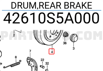 Honda 42610S5A000 DRUM,REAR BRAKE