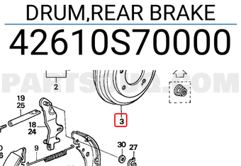 Honda 42610S70000 DRUM,REAR BRAKE