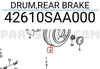 Honda 42610SAA000 DRUM,REAR BRAKE