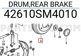 Honda 42610SM4010 DRUM,REAR BRAKE