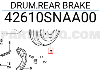 Honda 42610SNAA00 DRUM,REAR BRAKE