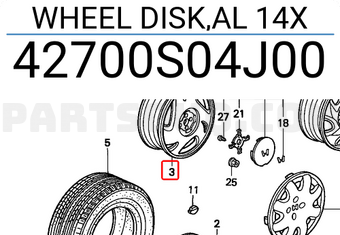 Honda 42700S04J00 WHEEL DISK,AL 14X