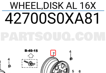 Honda 42700S0XA81 WHEEL,DISK AL 16X