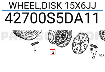 Honda 42700S5DA11 WHEEL,DISK 15X6JJ
