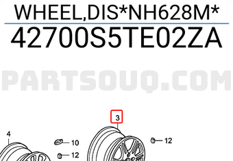 Honda 42700S5TE02ZA WHEEL,DIS*NH628M*