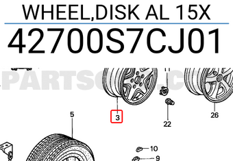 Honda 42700S7CJ01 WHEEL,DISK AL 15X