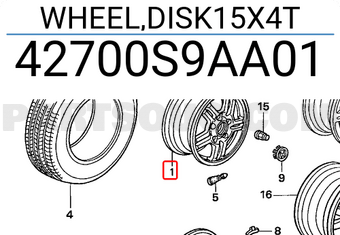 Honda 42700S9AA01 WHEEL,DISK15X4T