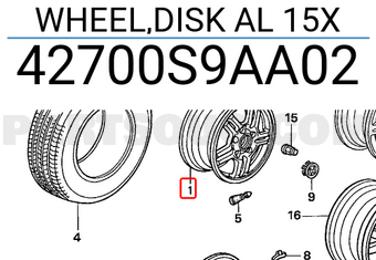 Honda 42700S9AA02 WHEEL,DISK AL 15X