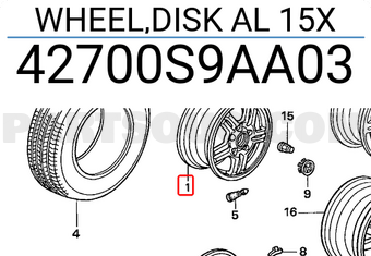 Honda 42700S9AA03 WHEEL,DISK AL 15X