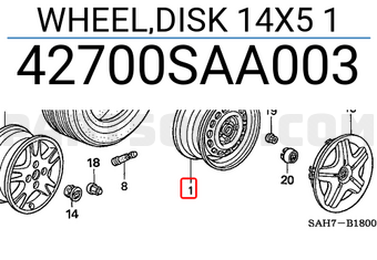 Honda 42700SAA003 WHEEL,DISK 14X5 1