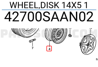 Honda 42700SAAN02 WHEEL,DISK 14X5 1