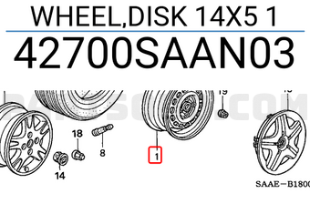 Honda 42700SAAN03 WHEEL,DISK 14X5 1