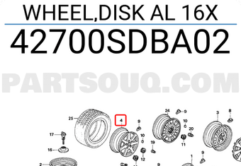Honda 42700SDBA02 WHEEL,DISK AL 16X