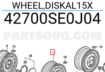 Honda 42700SE0J04 WHEEL,DISKAL15X