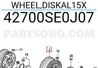 Honda 42700SE0J07 WHEEL,DISKAL15X