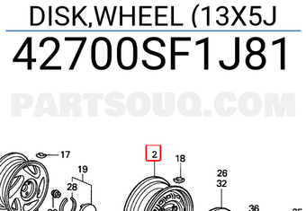 Honda 42700SF1J81 DISK,WHEEL (13X5J