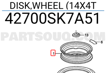 Honda 42700SK7A51 DISK,WHEEL (14X4T