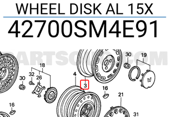 Honda 42700SM4E91 WHEEL DISK AL 15X