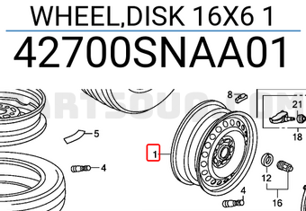 Honda 42700SNAA01 WHEEL,DISK 16X6 1