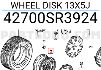 Honda 42700SR3924 WHEEL DISK 13X5J