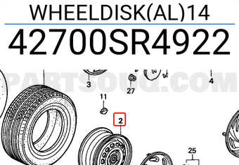 Honda 42700SR4922 WHEELDISK(AL)14