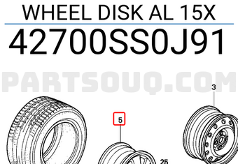 Honda 42700SS0J91 WHEEL DISK AL 15X