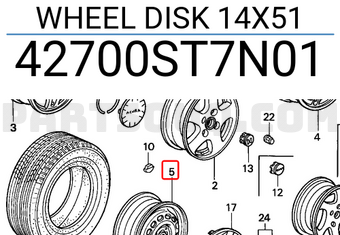 Honda 42700ST7N01 WHEEL DISK 14X51