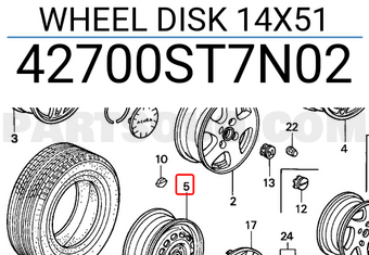 Honda 42700ST7N02 WHEEL DISK 14X51