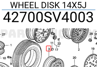 Honda 42700SV4003 WHEEL DISK 14X5J