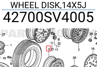 Honda 42700SV4005 WHEEL DISK,14X5J