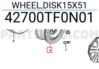 Honda 42700TF0N01 WHEEL,DISK15X51